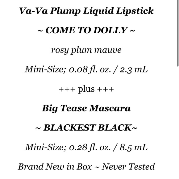 BUXOM Va-Va Plump DOLLY Liquid Lipstick + BIG O Balm + BIG TEASE Mascara 3Pc Set - Picture 6 of 7